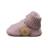 Knitted Button Booties | Dusty Pink