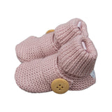 Knitted Button Booties | Dusty Pink