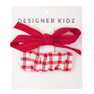 Gingham Hair Clip Pack- Red