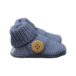 Knitted Button Bootie Dusty Blue