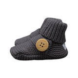 Knitted Button Booties | Grey